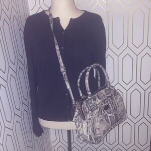 Nine West Gray Vegan Snakeskin Patterned Satchel Crossbody